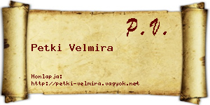 Petki Velmira névjegykártya
